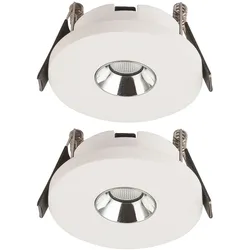 Einbaustrahler Gips weiß Einbauleuchte Küchenlampe Deckenleuchte Einbaulampe, Chrom, LED 4,2W 200Lm warmweiß, DxH 9x6 cm, 2er Set