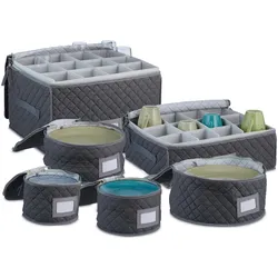 Relaxdays, Aufbewahrungsbox, 6-tlg. Geschirraufbewahrungsbox-Set (6x, 33 x 41 x 25 cm)