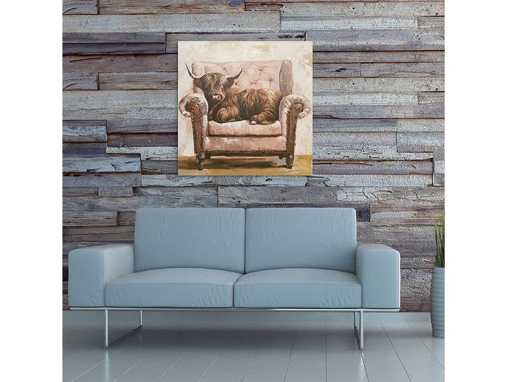 Leinwandbild Sofa Cattle Mischgewebe Multicolor 70 x 70 x 3cm