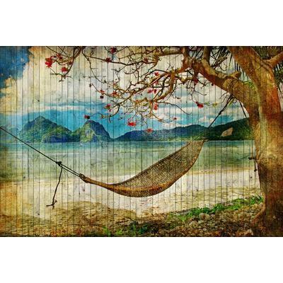 Fototapete LIVING WALLS "Walls by Patel Tahiti 2", beige (natur), B:4m L:2,7m, Vlies, Tapeten, Vlies, Wand, Schräge