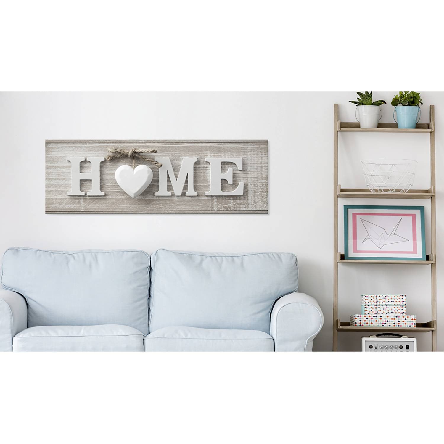 Beloved Home linnen wanddecoratie beige 120 x 40 cm