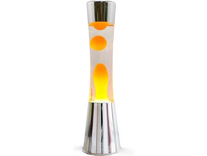 i-Total Lavalamp - Lava Lamp - Sfeerlamp - 40x11 cm - Glas/Aluminium - 30W - Wit met gele Lava - Zilver - XL1771