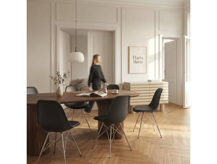 Haris Børn® Esszimmerstühle (8er Set) Schwarz, Gestell Chrom - Schalenstuhl aus Kunststoff - Stühle Esszimmer, Esstisch Stühle & Küchenstühle - Esszimmerstuhl 30 Tage risikofrei testen