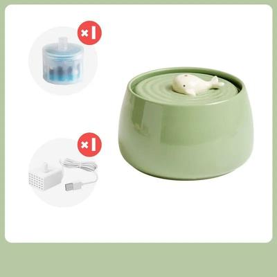 Hygienic 1.3L Ceramic Automatic Cat Water Fountain green