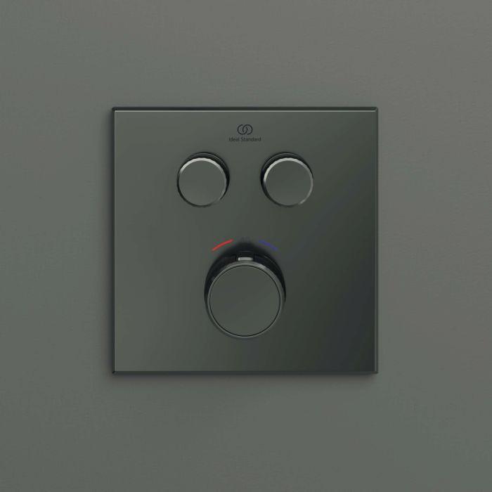 Ideal Standard CeraTherm Navigo Fertigmontageset A7302A5 eckig, 2 Entnahmen, für Unterputz-Brausethermostat, magnetic grey