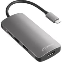 USB 3.0 Type C Multiport Adapter, Dockingstation dunkelgrau, USB-C, HDMI, MicroSD, SD