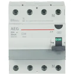 AEG FP AI 4 25/030 - FI-Schalter 4P Typ AI KURZZEITVERZÖGERT, 25A, 30mA, 4TE 4TQA603432R0000 FPAI425030