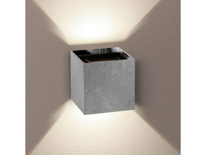 s.luce Led-Wandlampe Ixa mit Sensor Blattsilber Quadratisch, Silberfarben, Metall, Quadratisch,Quadratisch, LED integrated, 10x10x10 cm, Lampen & Leuchten, LED Beleuchtung, LED-Wandleuchten