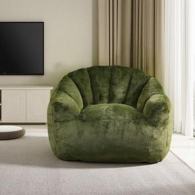 Memory Foam Bean Bag Sofa Chair with Armrests, Removable Washable Cover & Non-Slip Bottom, Comfy Lazy Floor Lounge Seat
