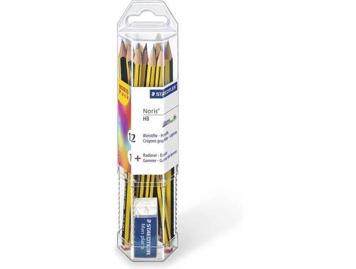 STAEDTLER Noris Classic grafietpotloden set - 12 stuks, inclusief gum, 61 120P1