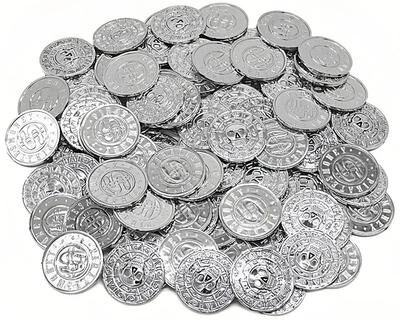 Inspired Living Retro Pirate Treasure Coins Fake Gold Coins For Treasure Hunts & Party Favors silver 20pcs