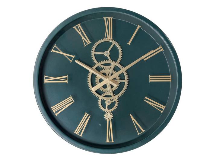 Atmosphera Createur d´interieur Wanduhr mit sichtbarem Mechanismus Aracely 46/46/7,3 cm, Grün, Metall, Rund, 46x7.3x46 cm, Dekoration, Uhren, Wanduhren