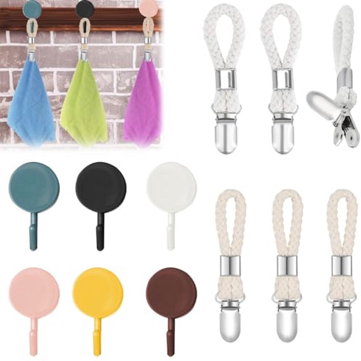 Set van 6 multifunctionele handdoekclips voor de keuken en badkamer
