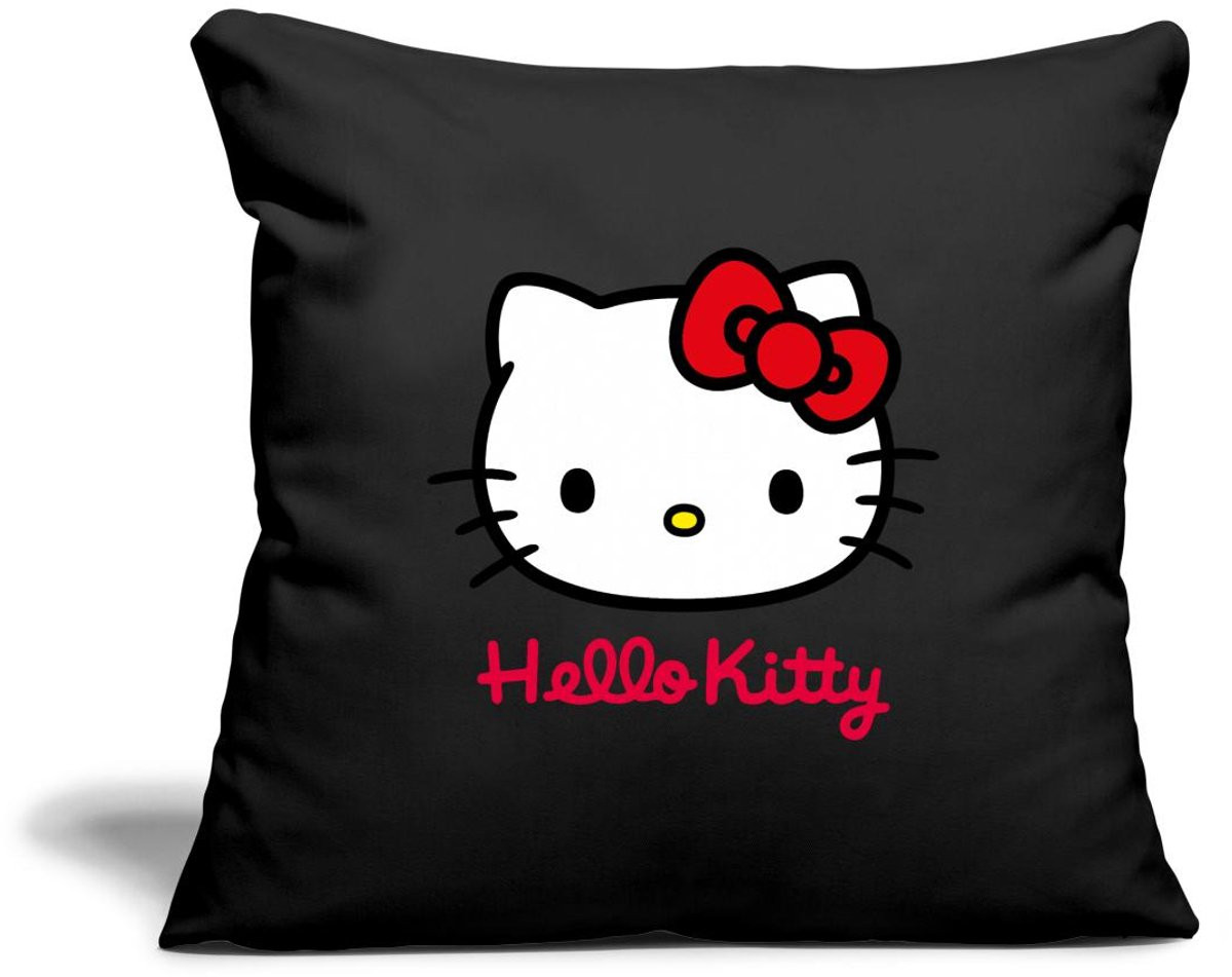Hello Kitty Klassiek Portret Sierkussenhoes met Hello Kitty Tekst, 45 x 45 cm