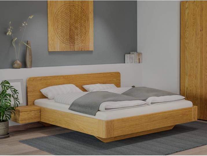 Eichenbett „Clara“ 180 x 220 cm Massivholz Eiche
