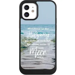 Nivocase Hülle für Apple iPhone 12 Handyhülle NIVOcore Case Schwarz Statement Strand Spruch (Apple iPhone 12), Smartphone Hülle, Schwarz