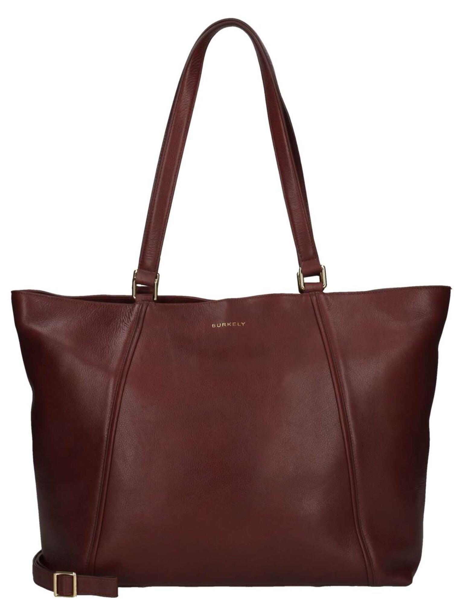 BURKELY Leder Handtasche mit langen Tragehenkeln, herausnehmbarer Innentasche, zeitloses Design