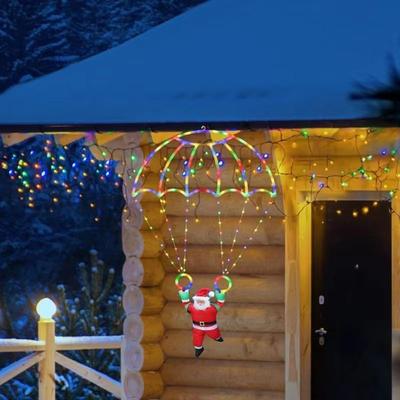 Inspired Finds FestiveGlow USB Powered LED Christmas Parachute Lights With Santa Claus colorful