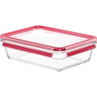 CLIP & CLOSE Glas-Frischhaltedose 2,0 Liter transparent/rot, rechteckig