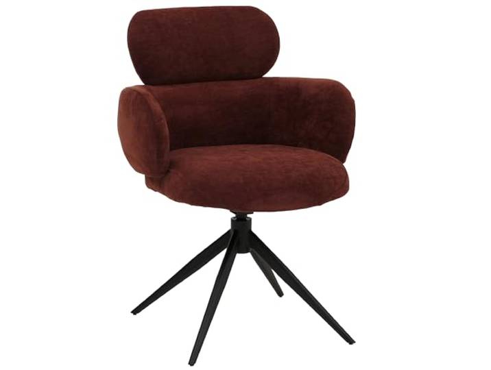 Mendler Esszimmerstuhl HWC-O77 Stoff (310g/m²) Chenille - rotbraun Küchenstuhl, Polsterstuhl, drehbar Auto-Return