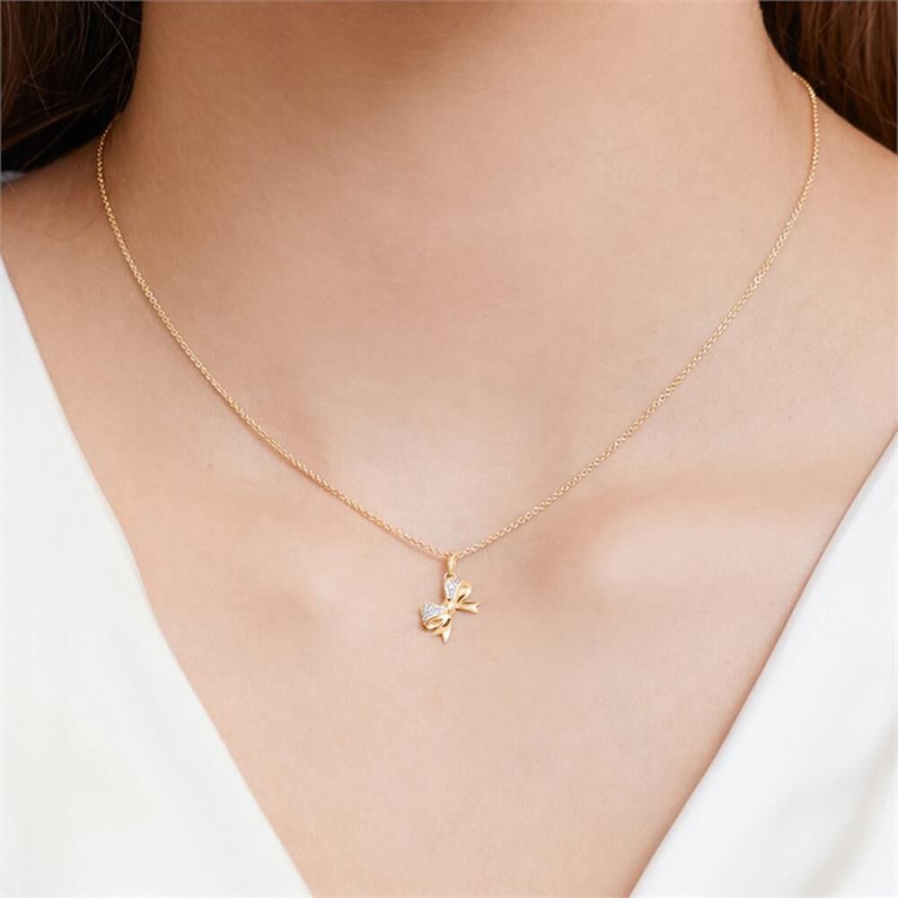 Unique 585er Gelbgold-Kette Schleife Diamant silber-gold