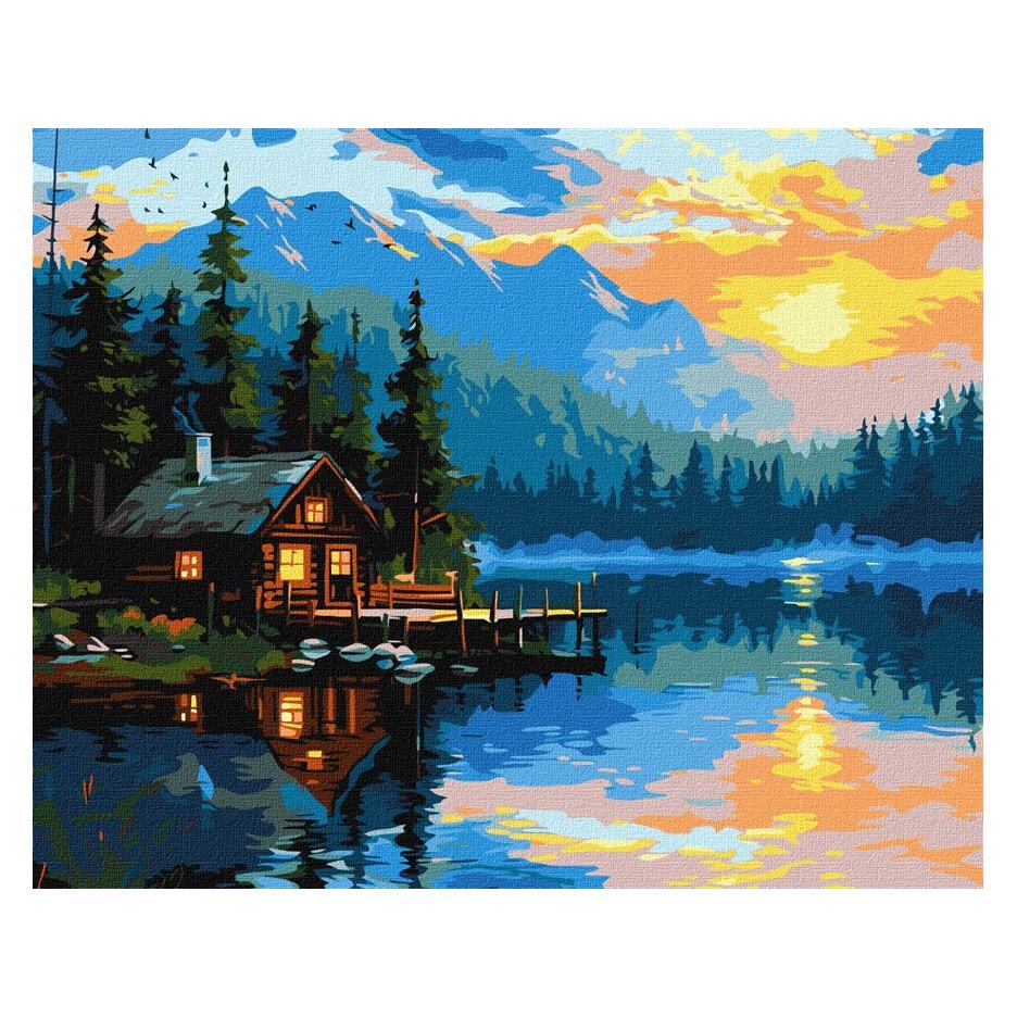 Ideyka Malen nach Zahlen - Gemütlichkeit am See 40 x 50 cm (KHO6355)