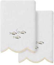 Authentic Hotel and Spa 100% Turkish Cotton FISH SCHOOL Scallop Embellished Towel Collection.
