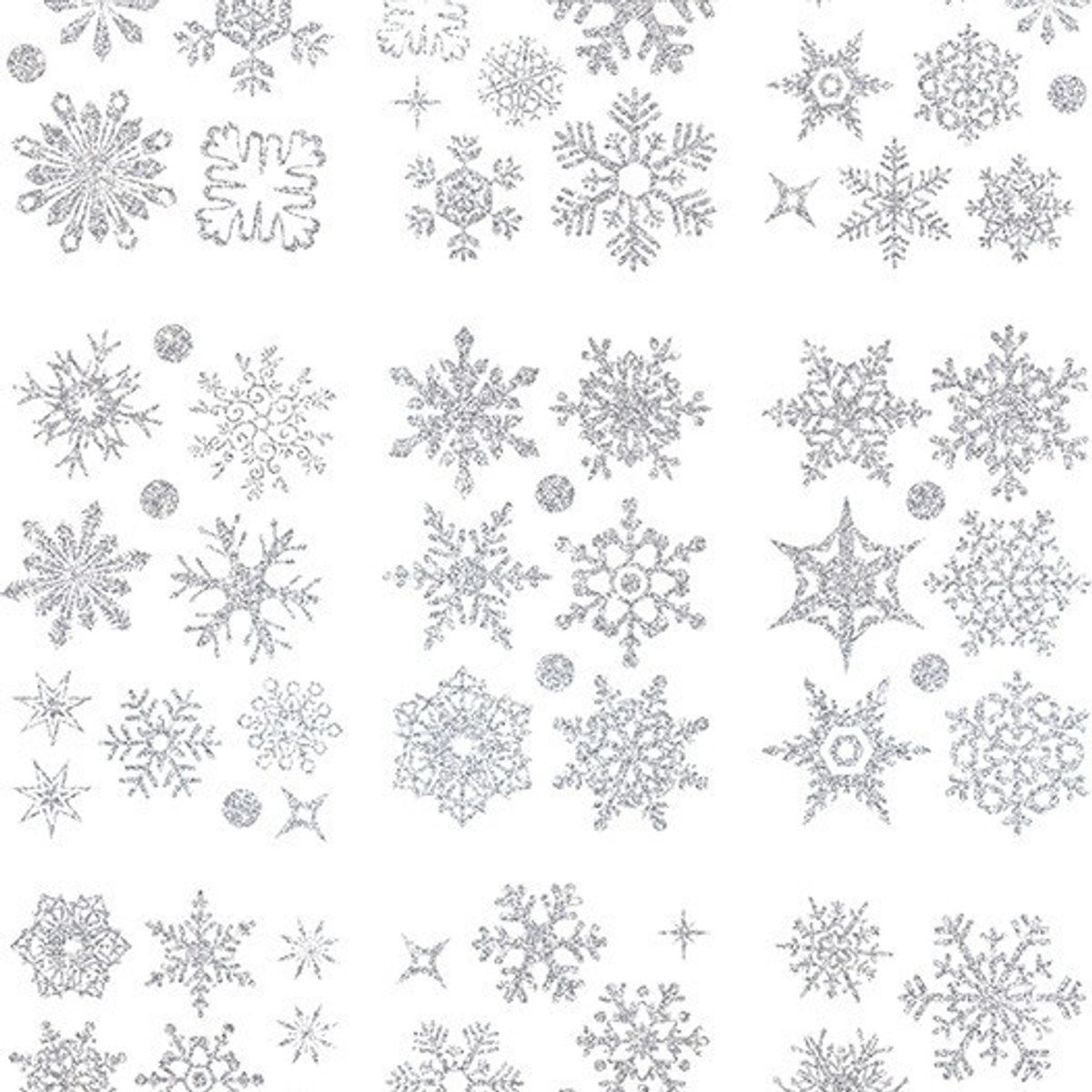 Set van 9 zilveren elektrostatische sneeuwvlok raamstickers voor kerstdecoratie