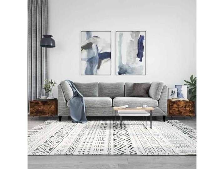 HEFZGDB Couchtische 2 STK. Räuchereiche 50x50x40 cm Holzwerkstoff mit Schublade und Eisenbeinen für Stauraum und Stabilität, Langlebiges Wohnzimmer Möbelstück