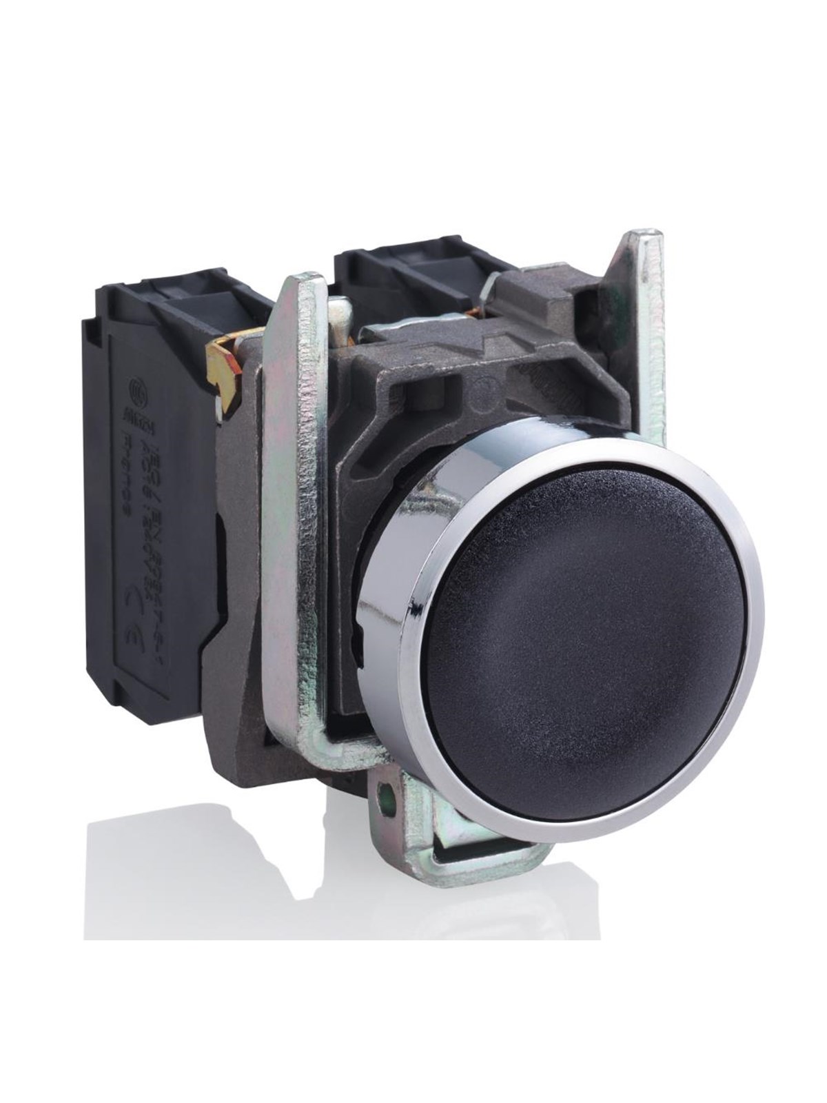 Schneider Electric Harmony push button complete with spring return and flat touch surface in black color 1xno xb4ba21