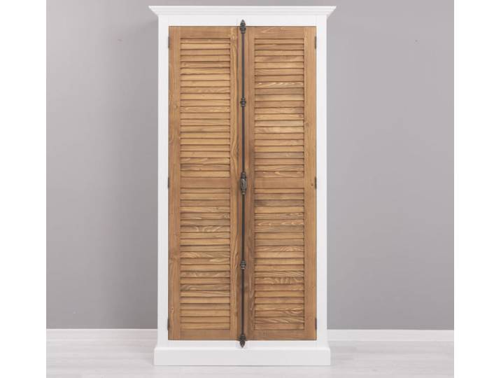 Lamellentüren-Schrank weiß-braun