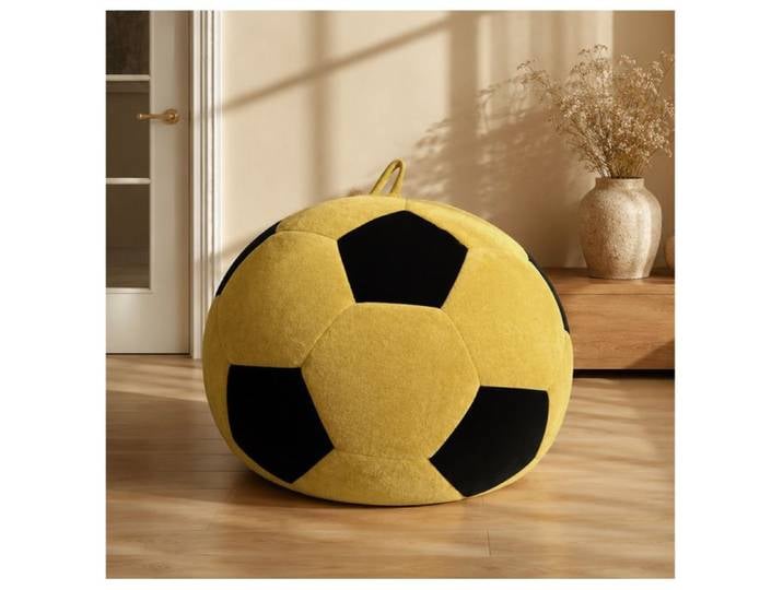 ROVRYN Pouf poire ballon de football 100 x 80 cm flanelle jaune et noir mousse