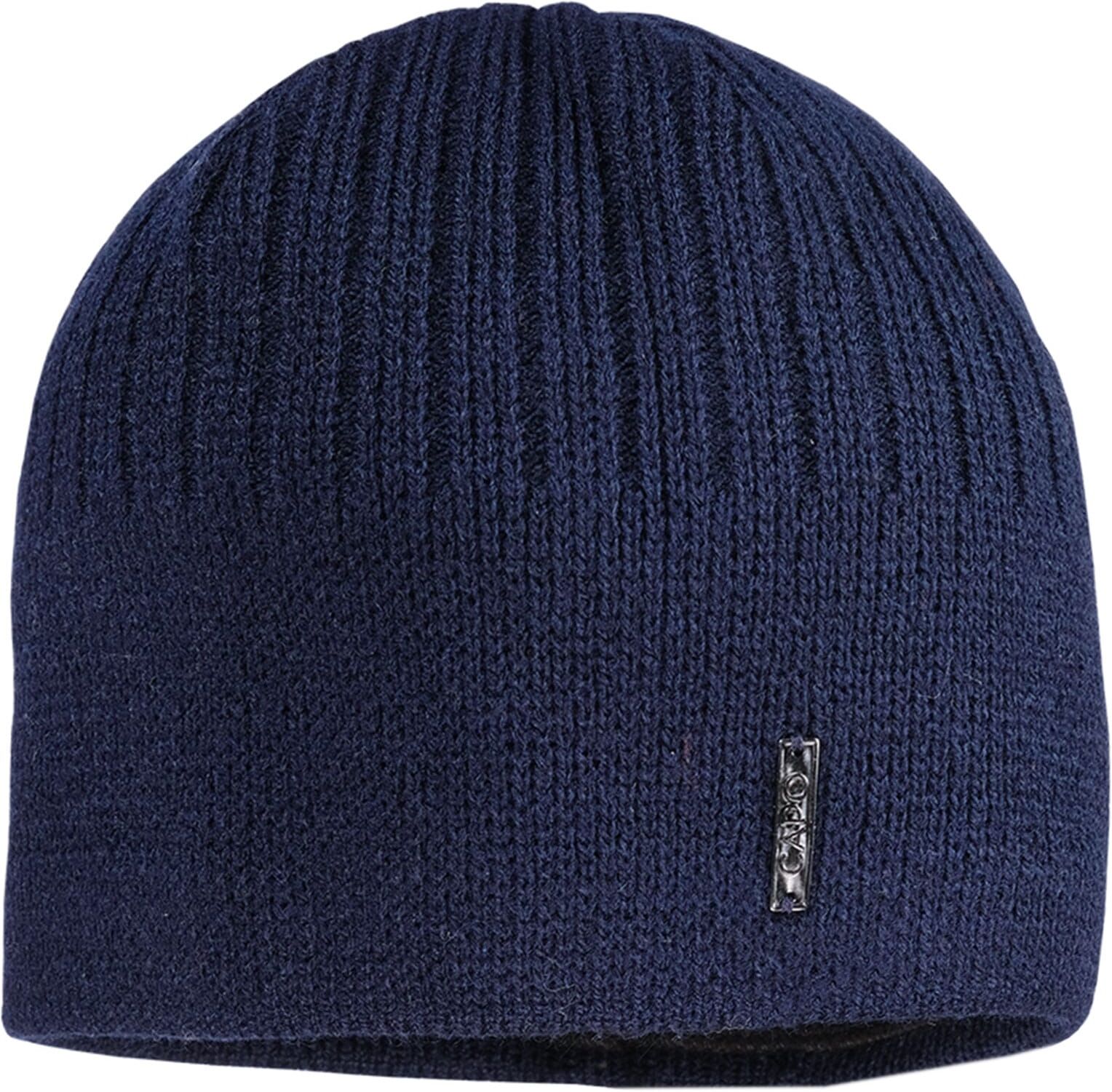 Strickmütze CAPO, Herren, blau (marine), Strick, Wollmischung, unifarben, Mützen Strickmütze, Rippenstrick, hoher Wollanteil, natürliche Thermoregulation, gefüttert