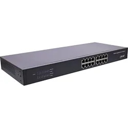 INLINE Gigabit Netzwerk Switch 16-Port, 1Gb/s, 19" 1HE, Metall, lüfterlos