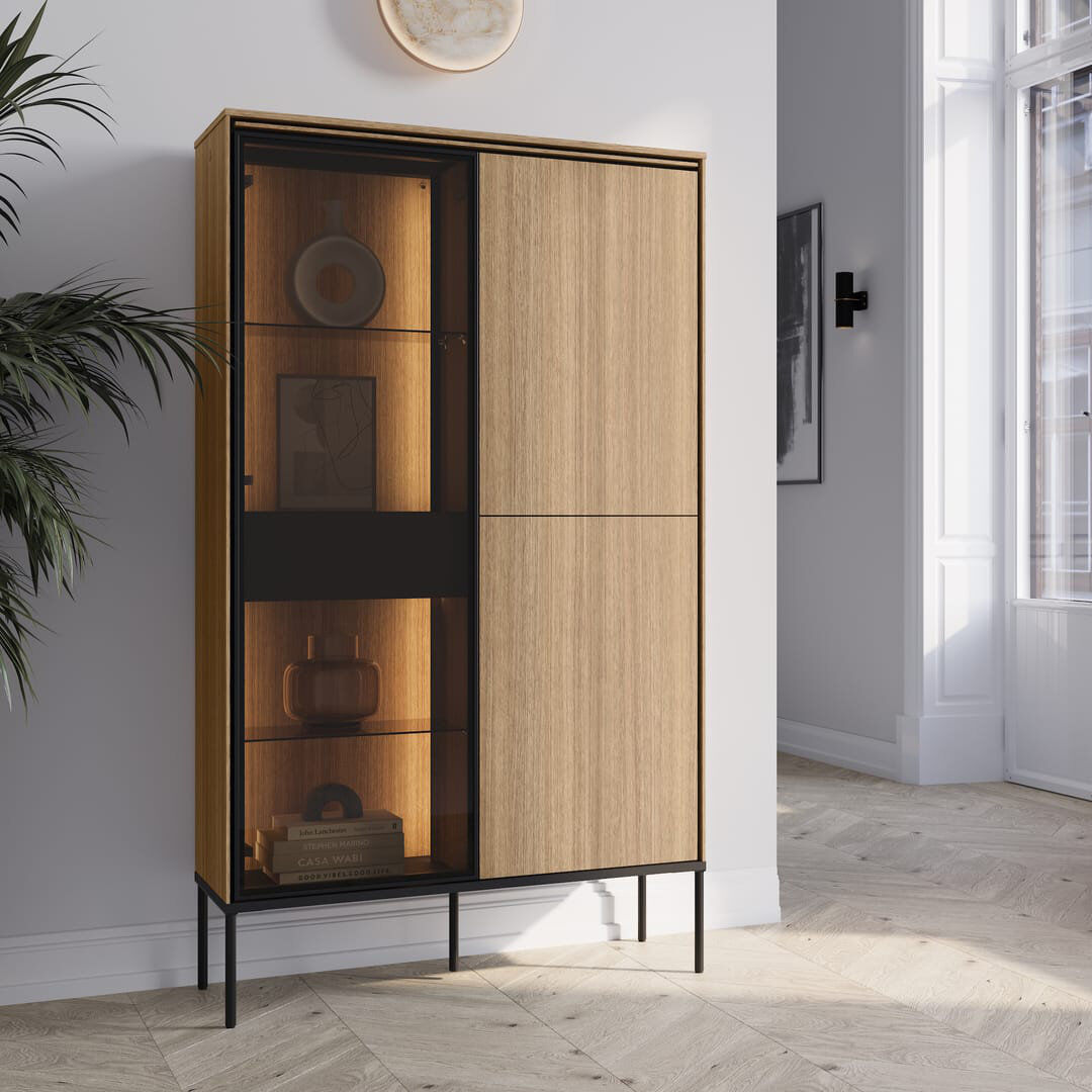 Metro Damiyan 91cm Sideboard Oak Linear 158cm H X 91cm W X 34cm D