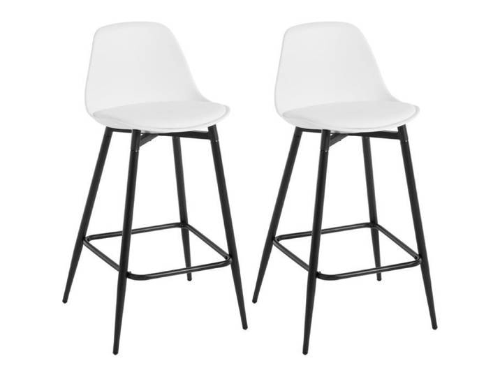 Tabouret Bar - Klihome - Lot de 2 - Tabouret de Cuisine - Siège Rembourré en PP - Blanc W0ATT0660-2