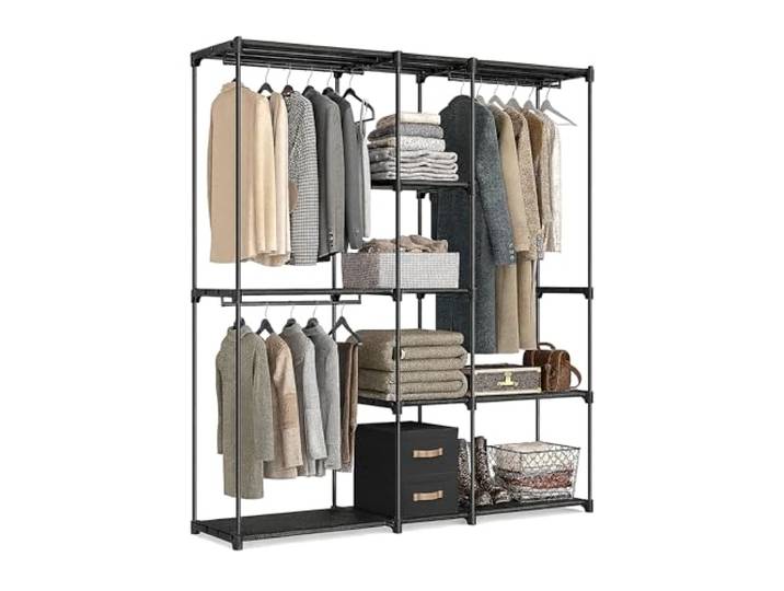 Relaxdays dressing\, armoire ouverte\, étagères et barres à vêtements\, portant\, système modulaire flexible\, noir