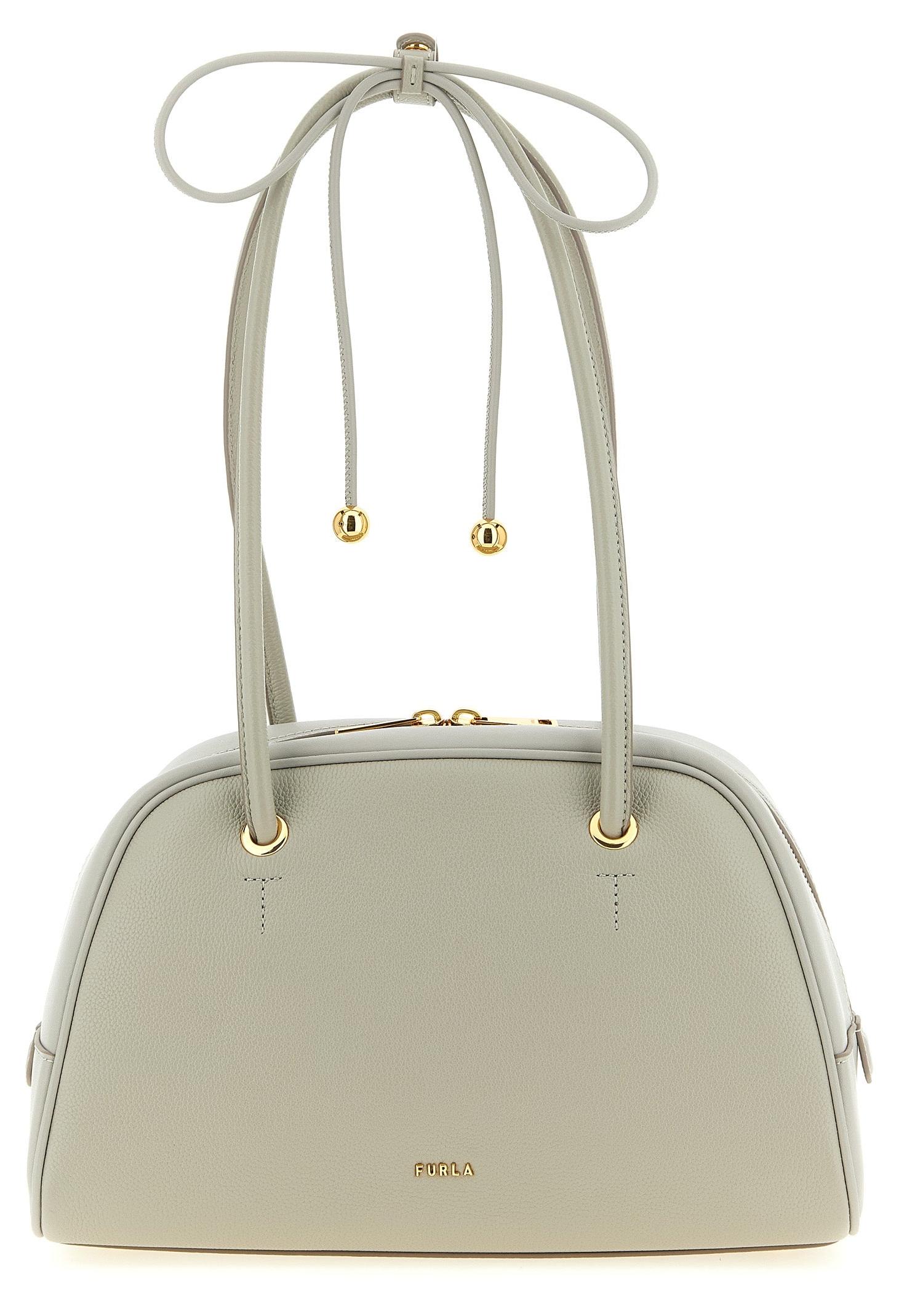 Furla Poppy Dome M Handtasche grau Stone Gray Schleifen gold
