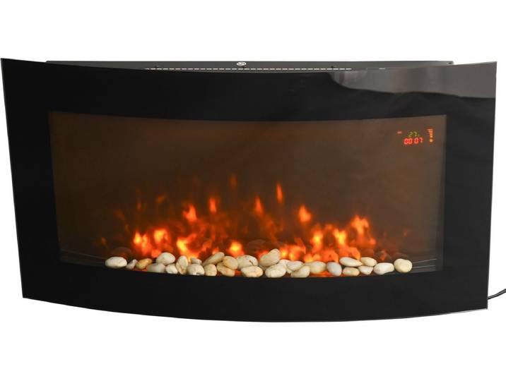 HOMCOM elektrische haard - met verwarming - vlammeneffect - zwart