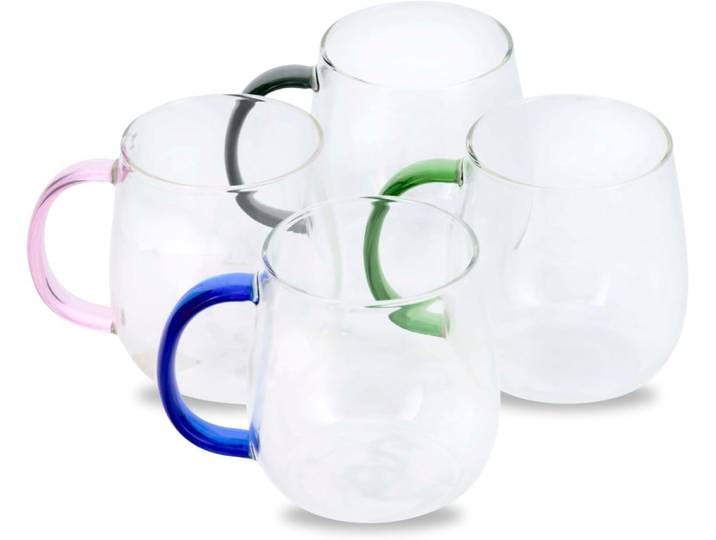 Glastassen farbige Henkel 4er-Set