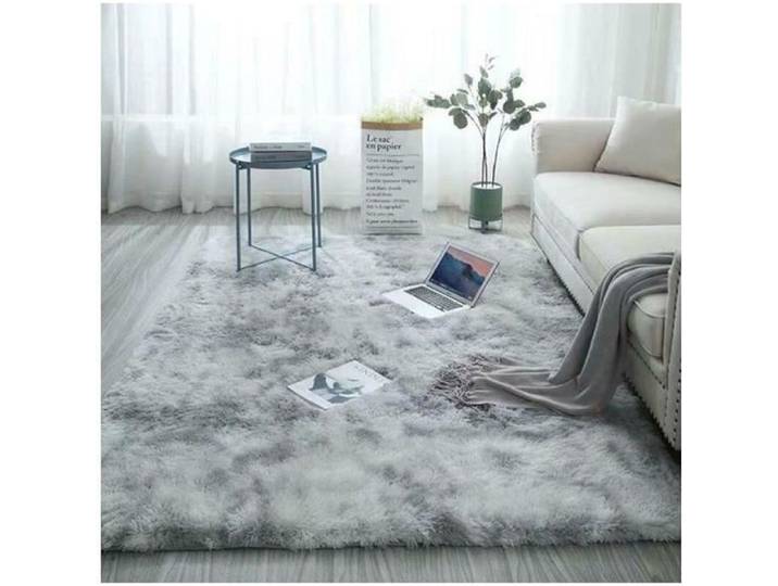 Tapis de Salon Shaggy en Peluche Gris 160 x 230cm Tapis Chaud Décoration de Maison Tapis Doux de Chambre Tapis de Noël