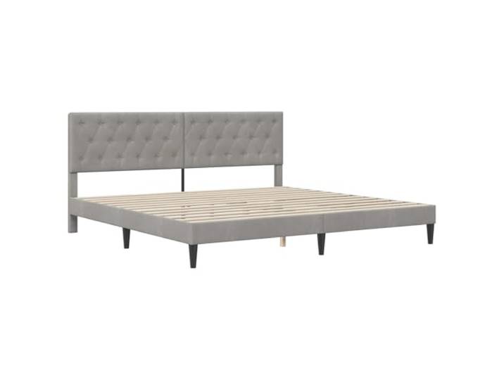 SKTQYQO Bettgestell hellgrau 200 x 200 cm Samt Feste Lattenroste, robustes Sperrholz, leicht zu reinigen, minimalistisches Design