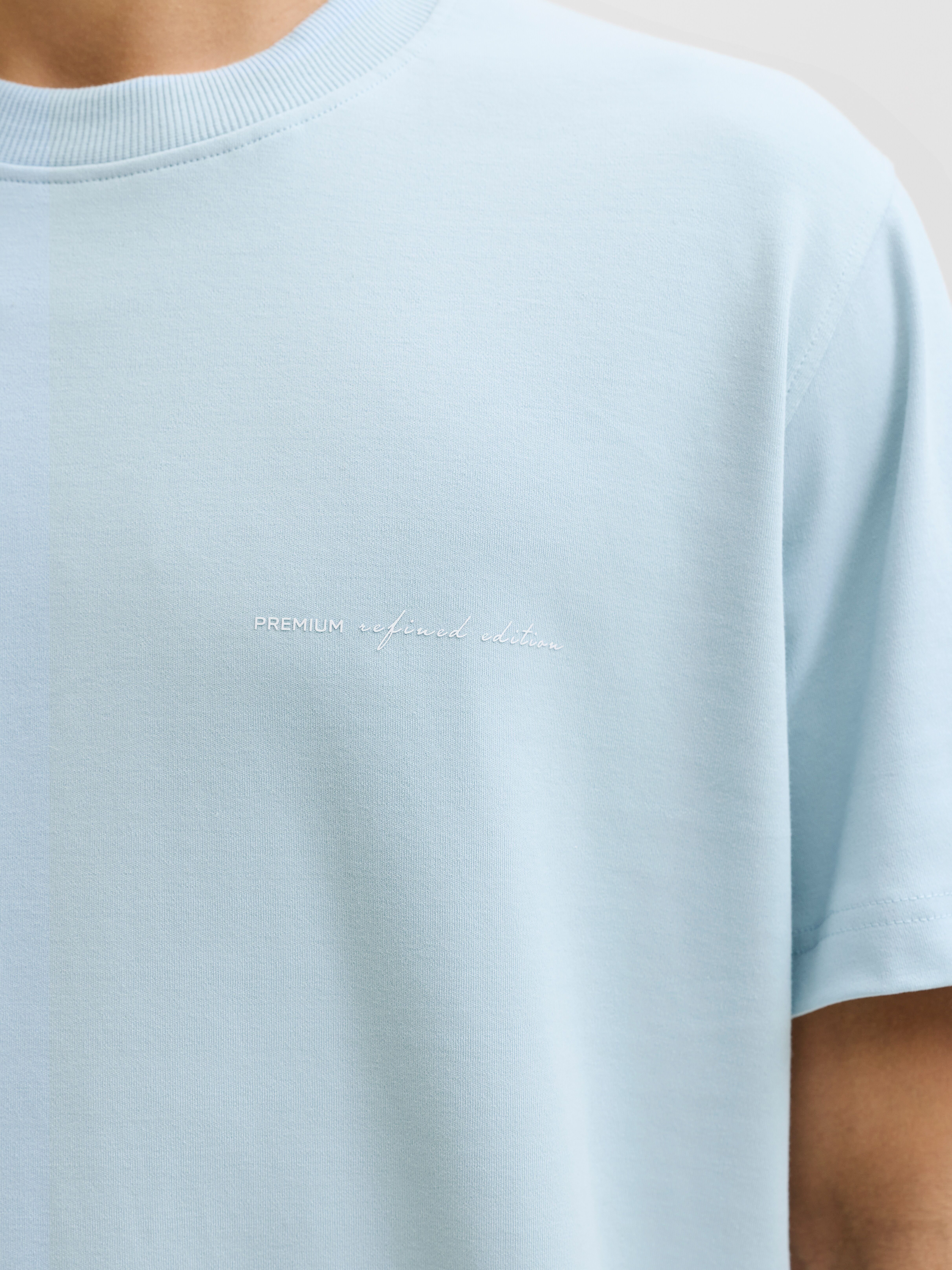 Jack & Jones "JPRBLAOWEN SS BRANDING TEE SN" Baumwollmischung, relaxed fit chambray blau L