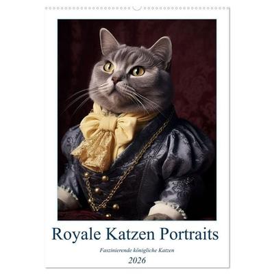 Royale Katzen Portraits (Wandkalender 2026 DIN A2 hoch), CALVENDO Monatskalender