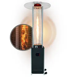 APANA Gasheizer 12,5 kW Bellamente Cristal praktischer Gasheizstrahler für Terrasse Garten Balkon mit Umkippsicherung & Abschaltautomatik in schwarz