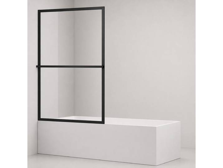 Badewannenaufsatz WELLTIME Block , schwarz, B:90cm H:140cm, Duschwände, Badewannenaufsatz, 6mm ESG und Antikalkversiegelung,extra schlanker Rahmen