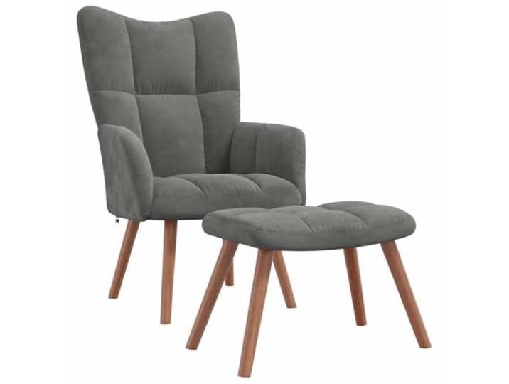 vidaXL Relaxsessel mit Hocker Dunkelgrau Samt