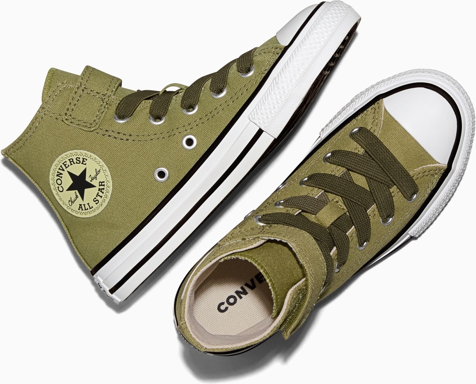 Sneaker CONVERSE "CHUCK TAYLOR ALL STAR EASY-ON COLOR POP", Kinder, Gr. 32, grün (in the weeds, festival field, utility), Textil, Schuhe Sneaker
