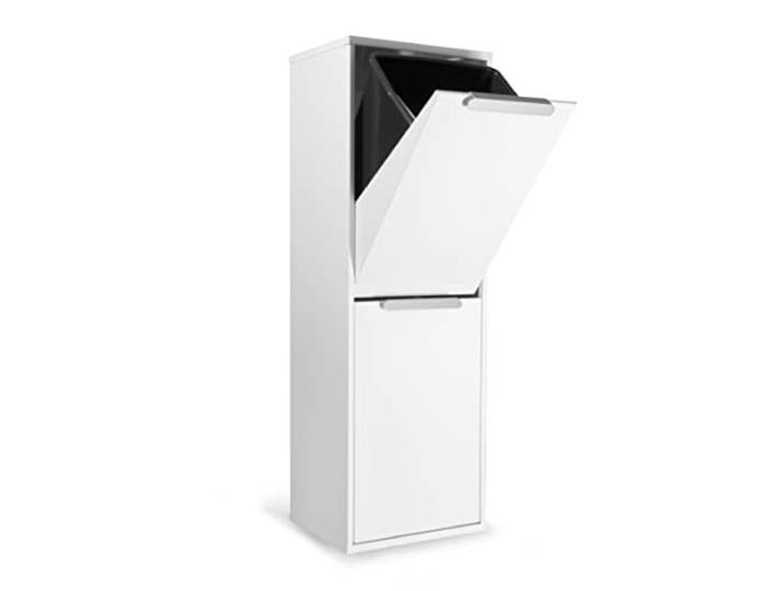 ARREGUI Ecoclas CR201-E Mülltrennsystem aus Stahl 2 Fächer Mülleimer für die Küche 2x17L (34L) 2 Fach Abfalleimer Herausnehmbare Inneneimer + Griff Recycling Schrank für Mülltrennung weiß