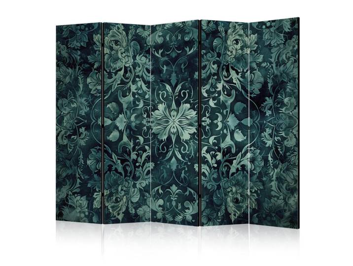 Muralo Paravent 5-tlg 225x172 cm Smaragdgrüne Ornamente, Grün, Holz, Abstrakt, Rechteckig, 225x172x3 cm, Wohnzimmer, Raumteiler, Paravents
